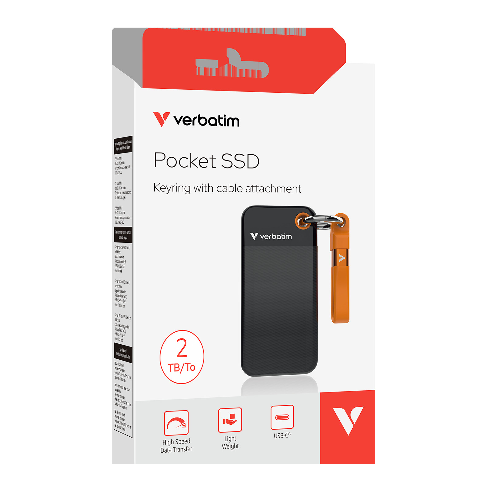 VERBATIM USB 3.2 Gen 2 2TB Pocket SSD, Black/Orange