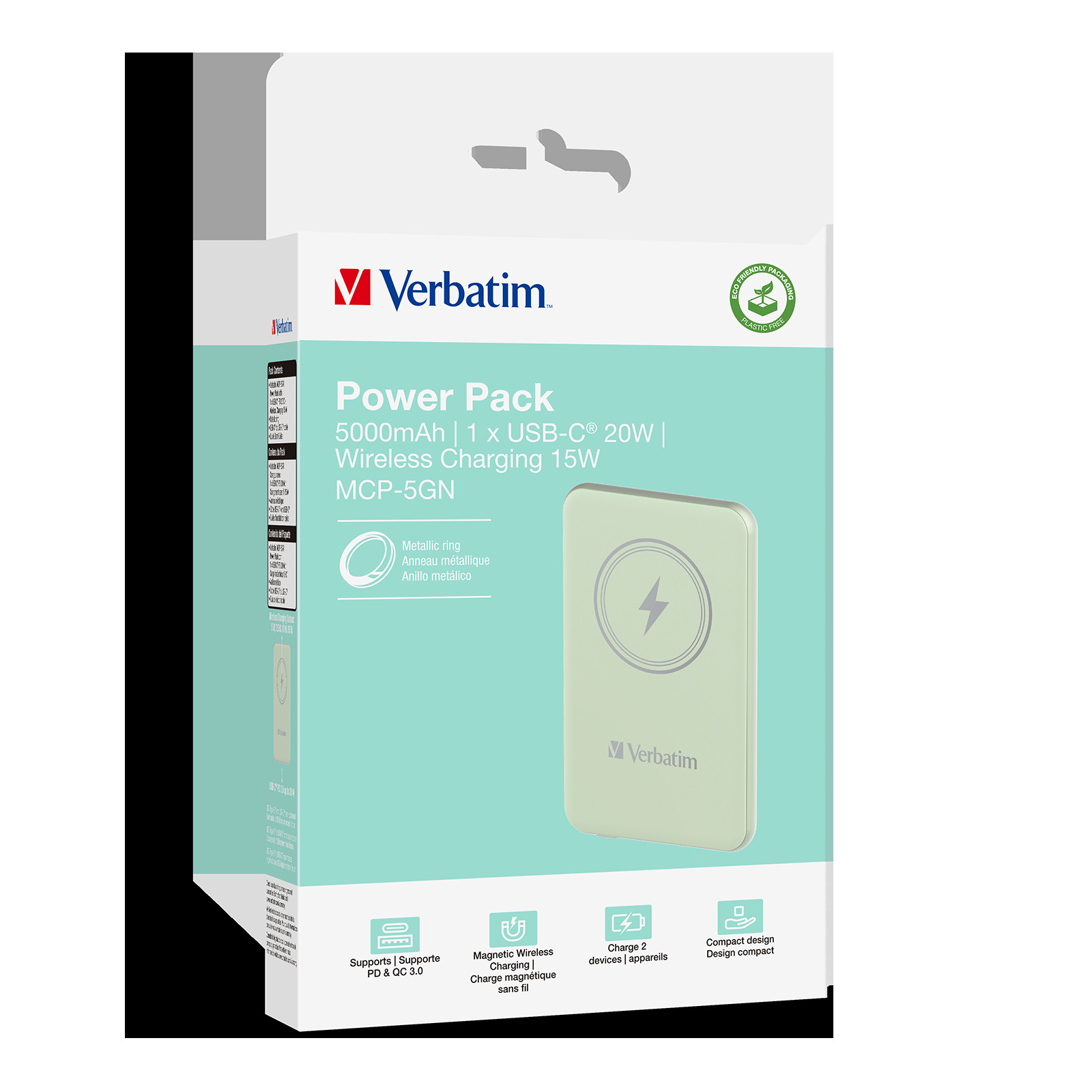 VERBATIM POWER P 5000 MAH UBS-C PD 20W WIRELESS 15W BLACK