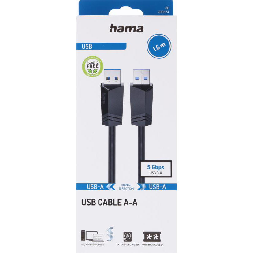BildeHAMA Cable USB A-A Black 1.5m