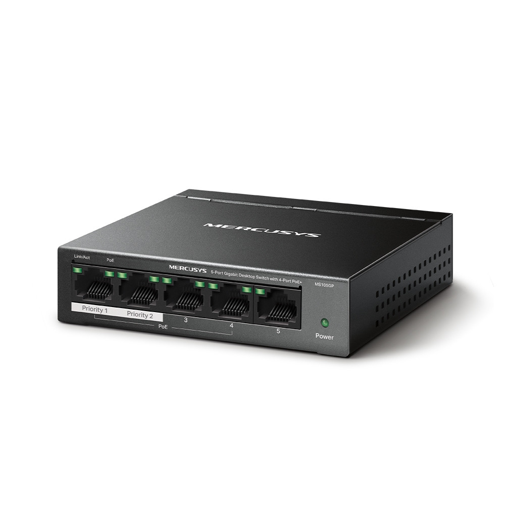 MERCUSYS 5-Port Gigabit Desktop Switch with 4-Port PoE+