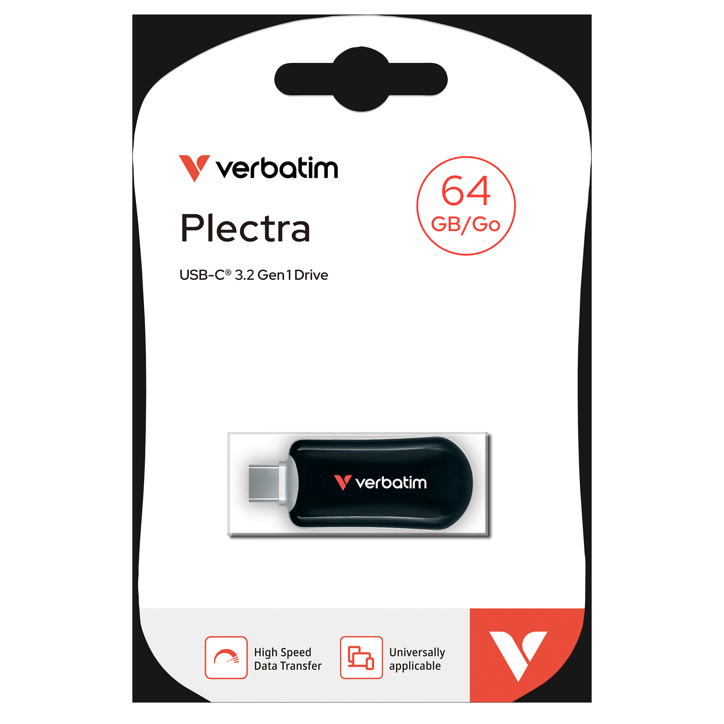 VERBATIM Plectra USB-C Flash Drive Black 64GB