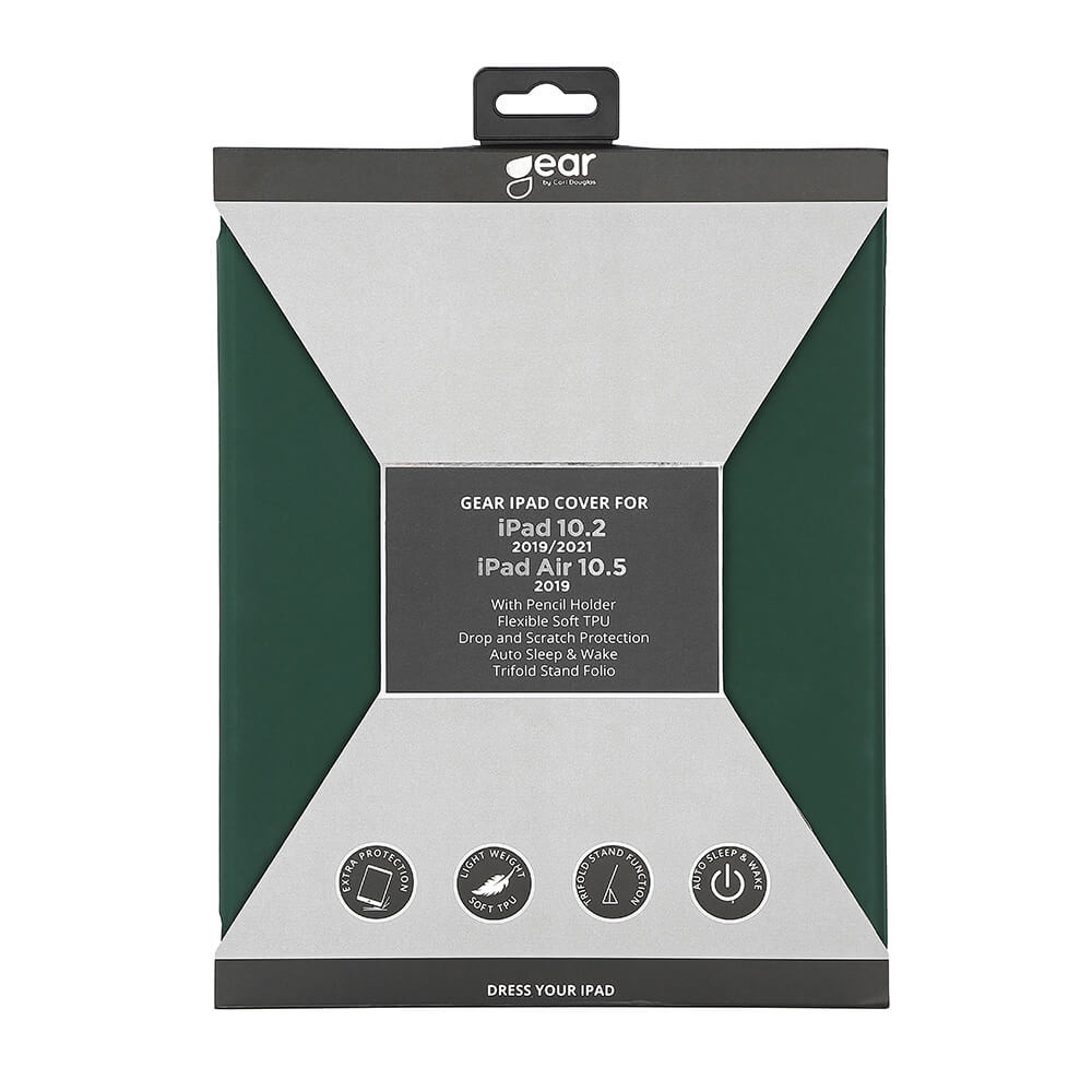 GEAR Cover Penpocket Soft Touch Green iPad 10,2" 2019/20/21 & Air 10,5" 2019