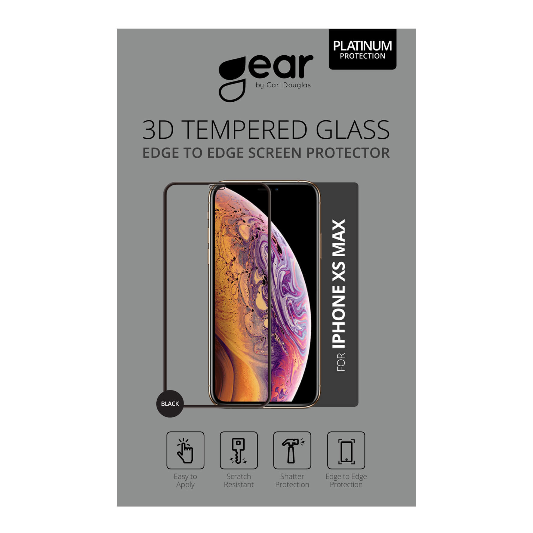 GEAR Herdet Glass 3D Gum Full Cover Svart iPhoneXs Max/11 Pro Max inkl. monteringsramme