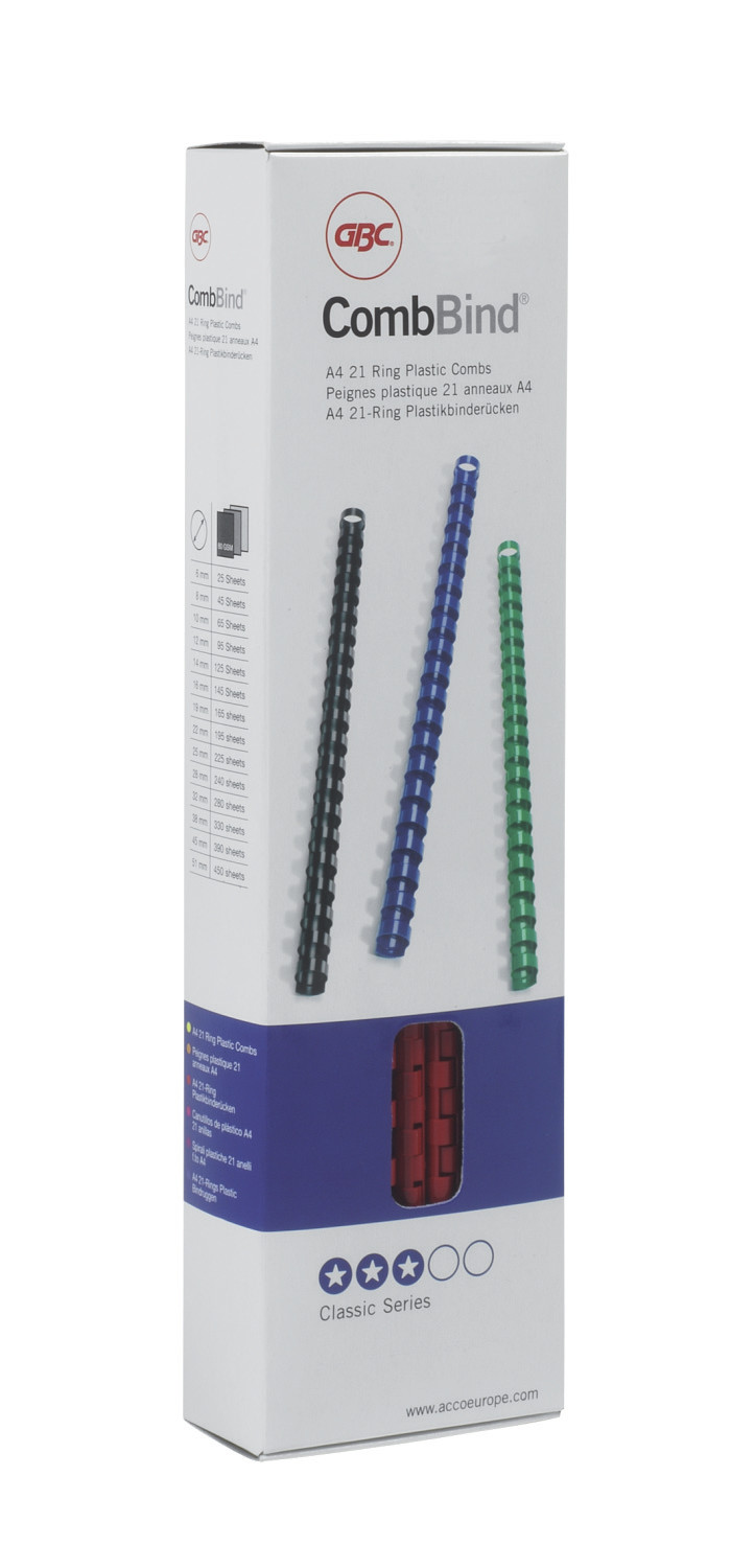 Plastspiral GBC 12mm 21 ringer sort(100)