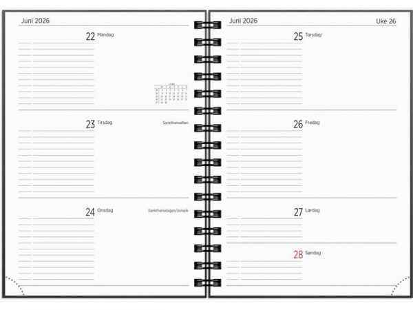 Studentkalender Grieg A5 Spir 25/26 Sort