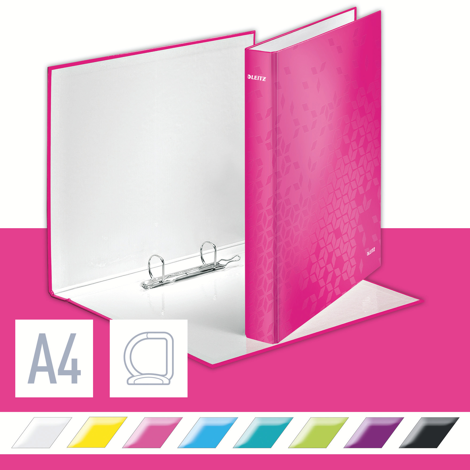 Leitz Ringperm WOW A4+ 2DR/25mm rosa