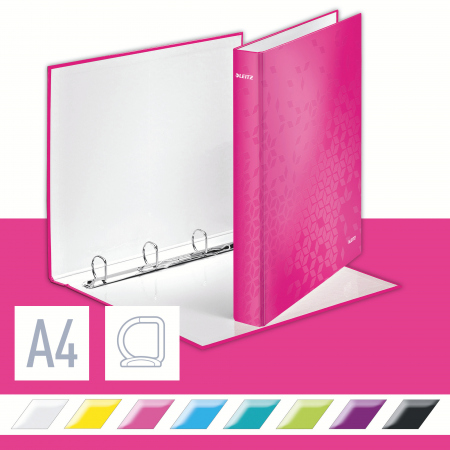 Leitz Ringperm WOW A4+ 4DR/25mm rosa