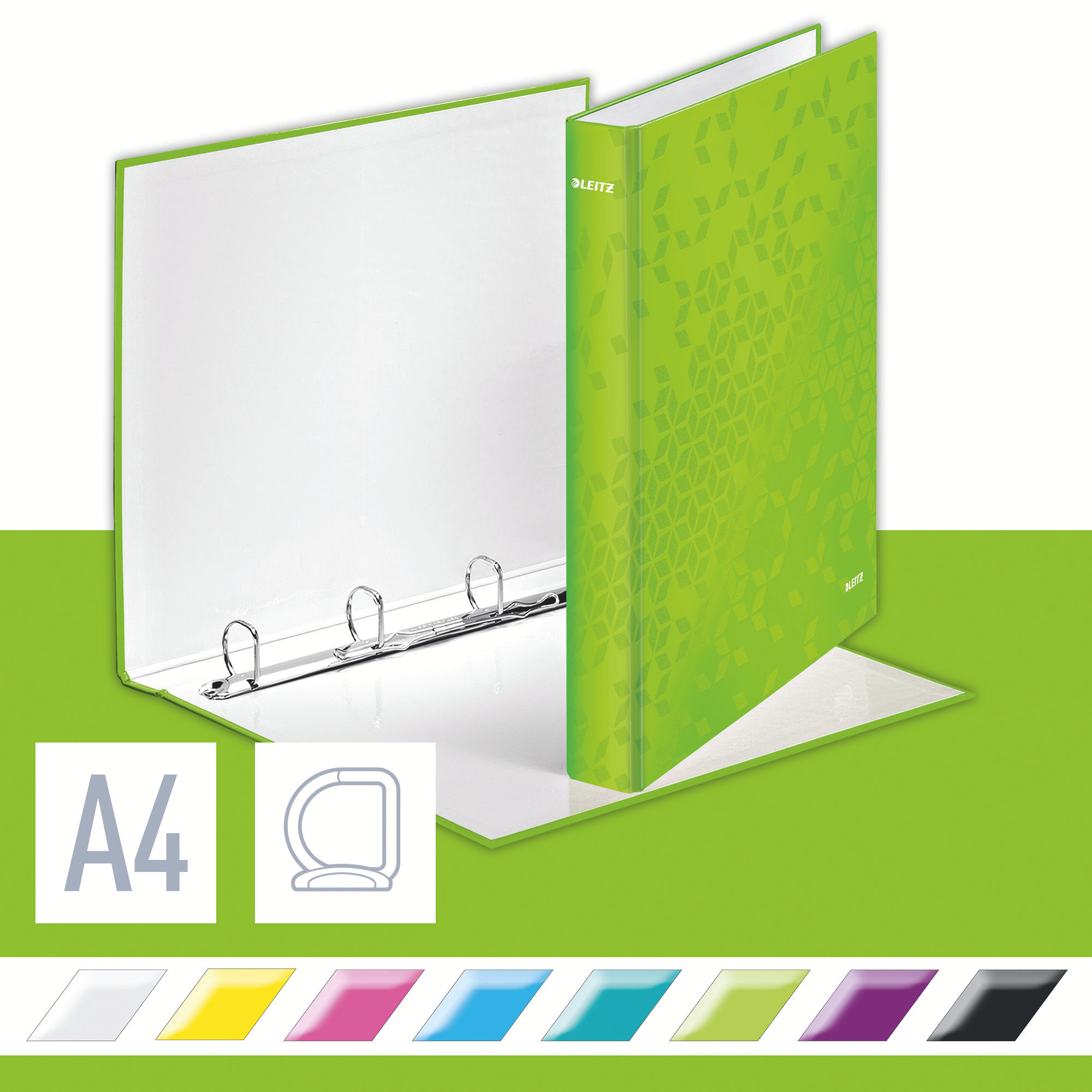 Ringperm Leitz WOW A4+ 4DR/25mm Grnn
