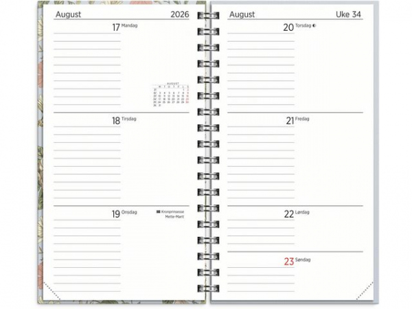 Kalender Grieg Slim Spiral 25/26 Blomst