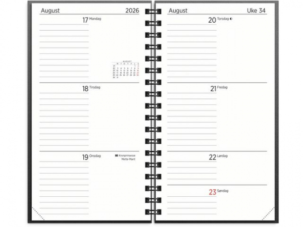 Kalender Grieg Slim Spiral 25/26 Sort