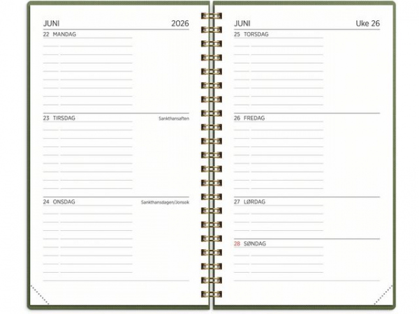 Studentkalender Grieg Xl 25/26 Grønn