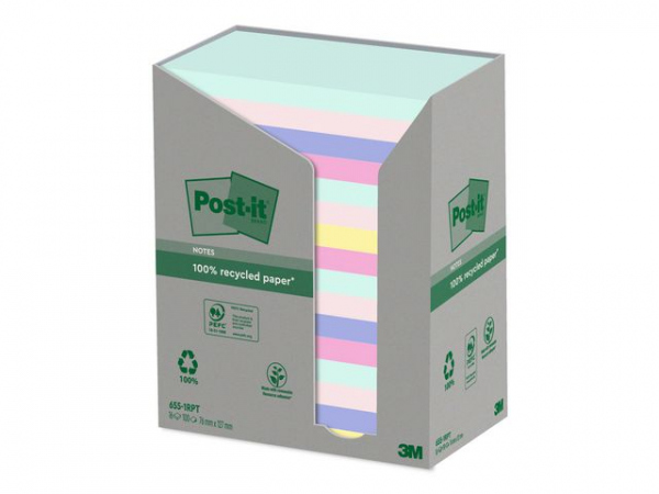 Notatblokk Post-It 76X127 Resirk Ass (16 stk)