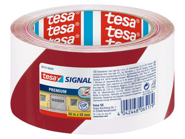 BildeTape Tesa Prem Pvc Gulv/Varsel Rød/Hvit