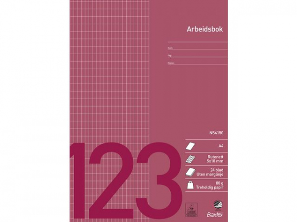 Arbeidsbok Bantex A4 80G 5X10 Rutet (15 stk)