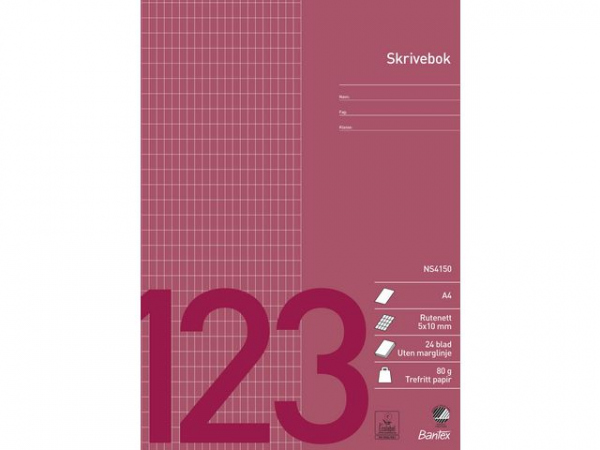 Skrivebok Bantex A4 80G 5X10Mm Rutet (25 stk)