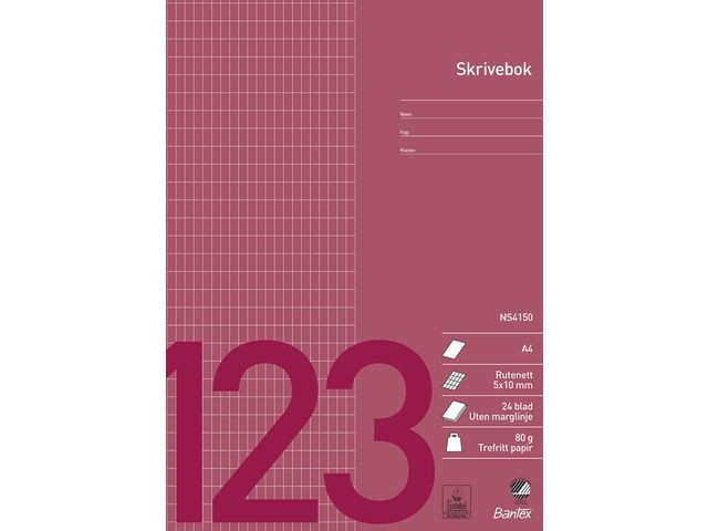BildeSkrivebok Bantex A4 80G 5X10Mm Rutet (25 stk)