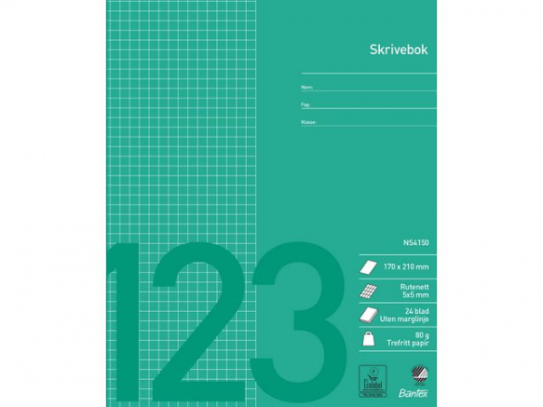 Skrivebok Bantex 17X21 80G 5X5Mm Ruter (15 stk)
