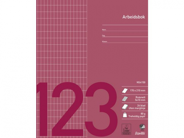 Arbeidsbok Bantex 17X21 80G 5X10 Rutet (15 stk)