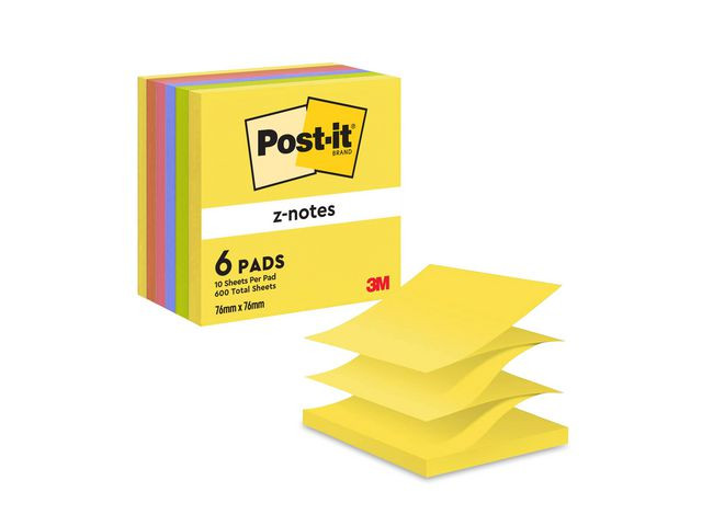 BildeNotatblokk Post-It Zn 76X76 Neon (6 stk)