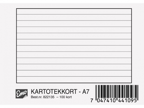 Kartotekkort Emo A7 Linjert 200G (100 stk)