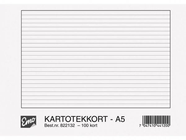 Kartotekkort Emo A5 Linjert 200G (100 stk)