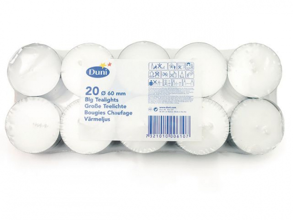 Telys Duni 60Mm 10T Brenntid Hvit (20 stk)