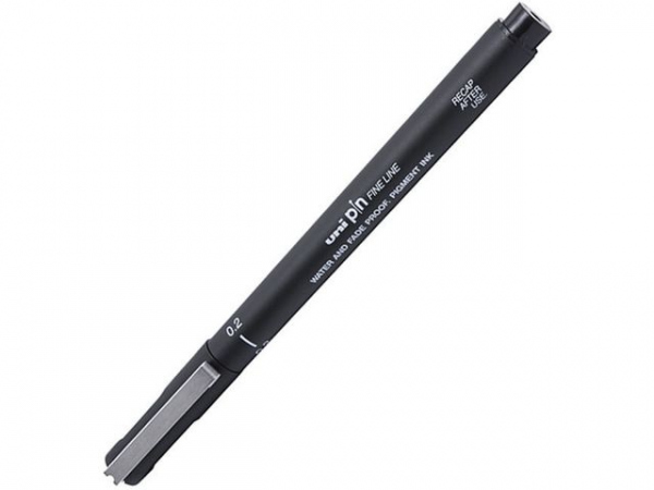 Fiberpenn Uni Pin 02 0,2Mm Sort (12 stk)