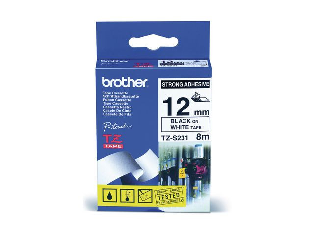 BildeTape Brother Tze-S231 12Mmx8M Sort/Hvit