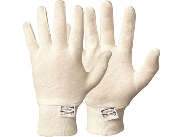 Hanske Granberg Bomull Ribb 8 Hvit (12 stk)