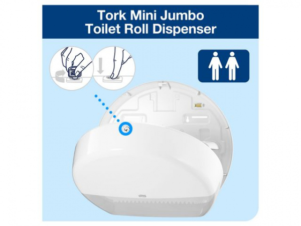 Dispenser Tork Toalett Mini Jumbo T2Hvit