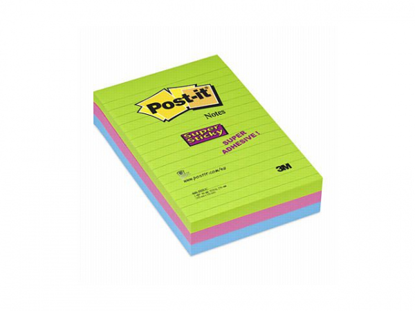 Notatblokk Post-It Ssn 102X152Lin Ass (3 stk)