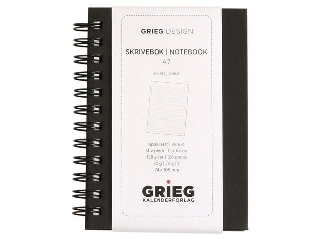 BildeNotatbok Grieg A7 70G 128S Linjer Sort