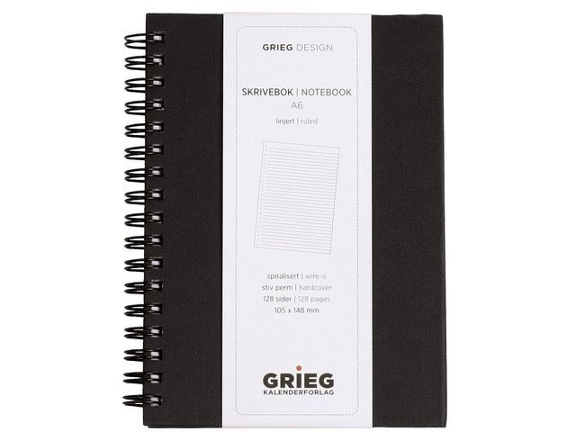 BildeNotatbok Grieg A6 70G 128S Linjer Sort