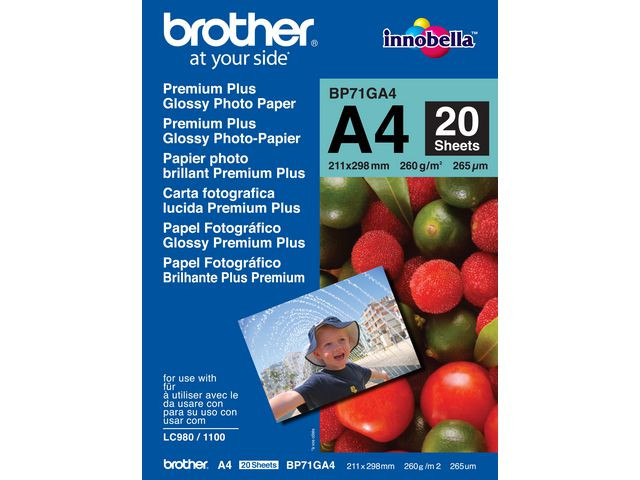BildeFotopapir Brother Bp71 Gloss A4 260G (20 ark)