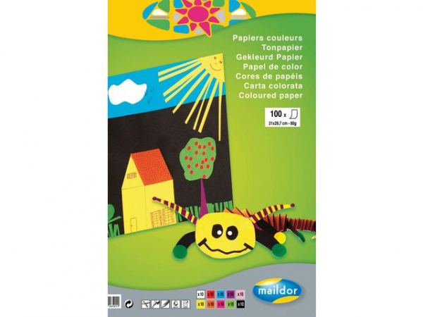 Fargeblokk Maildor A4 80G 100 Blad 10Frg (5 stk)