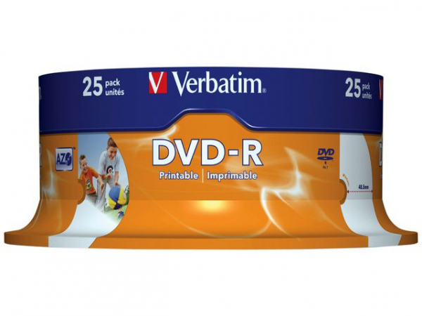 Dvd-R Verbatim 4.7Gb 16X Print Spin (25 stk)
