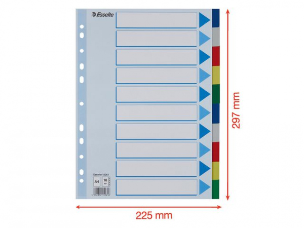 Skilleblad Esselte A4 Pp 10-Delt 5Frg