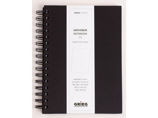 BildeNotatbok Grieg A5 100G 160S Ulinj Sort