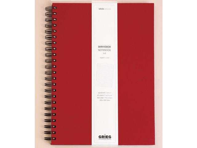BildeNotatbok Grieg A4 100G 160S Linjer Rød