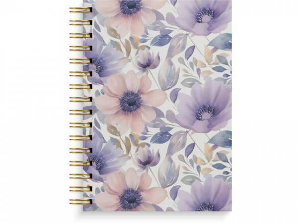 Spiralbok Burde A5 Flowers Lilla