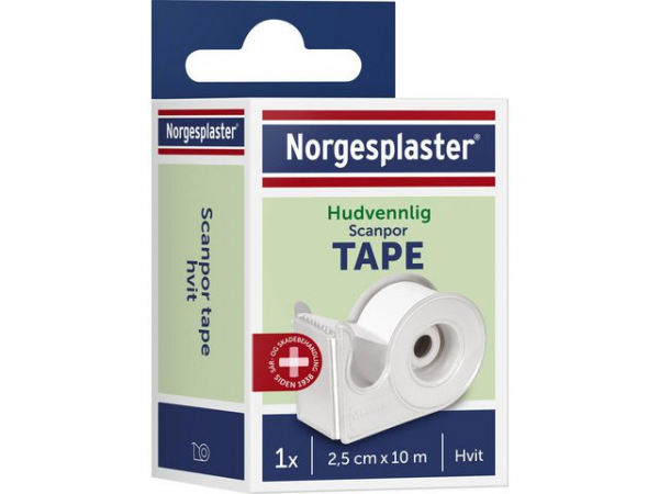 Tape Scanpor M/Disp. 2,5Cmx10M Hvit (10 stk)