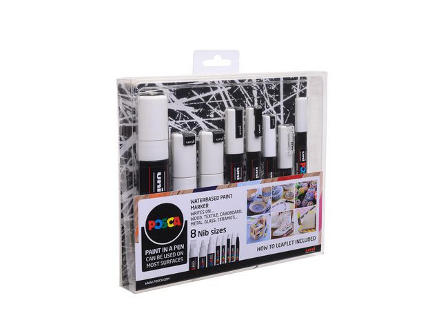 BildePaintmarker Uni Posca Multi-Pk Hvit (8 stk)