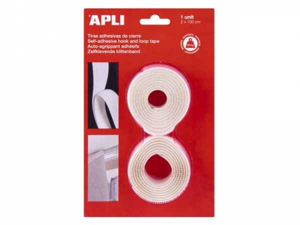 Borrelås Apli M.tape 1M Hvit (2 stk)