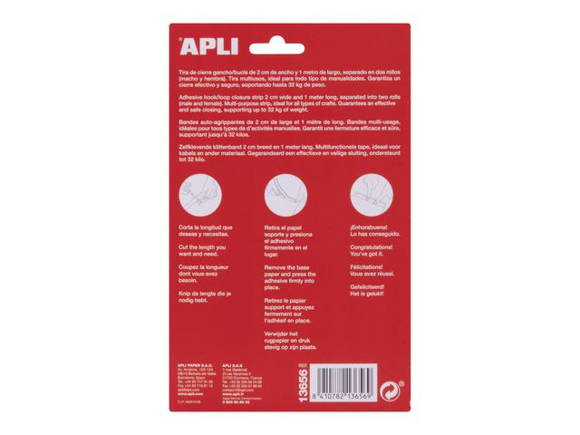 BildeBorrelås Apli M.tape 1M Sort (2 stk)