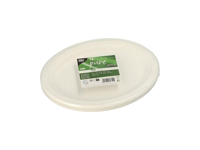 BildeTallerken Pure Bagasse Oval 26X20Cm (12 stk)