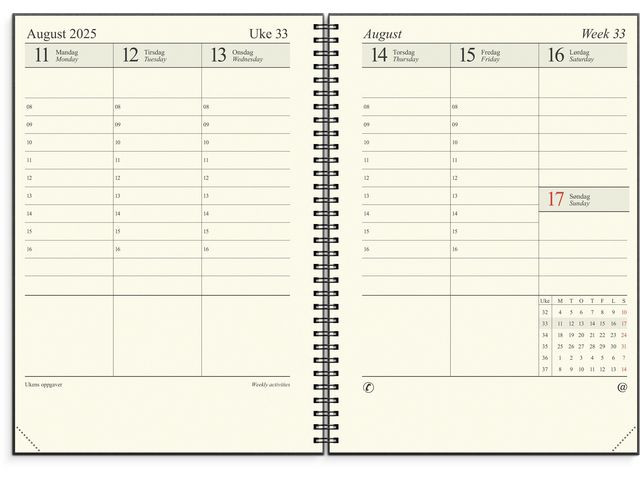 BildeSjefskalender Grieg A4 Spiral 2025 Sort