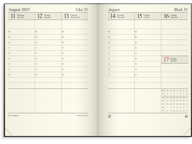 BildeSjefskalender Grieg A4 Imitert 2025 Grå