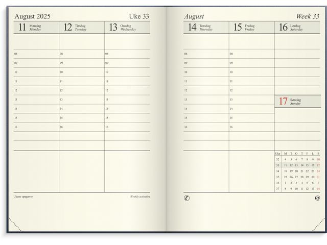 BildeSjefskalender Grieg A4 Imitert 2025 Blå