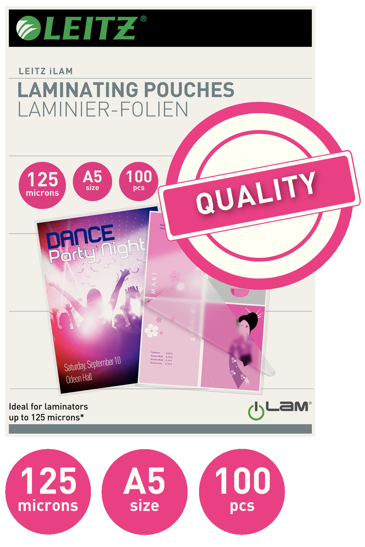 Lamineringslomme Leitz A5 125My (100 stk)