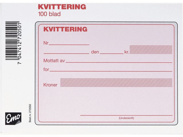 BildeKvittering Emo A6 Selvkopi. 2X50Set Num (5 stk)
